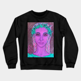 Woman With Owlet Crewneck Sweatshirt